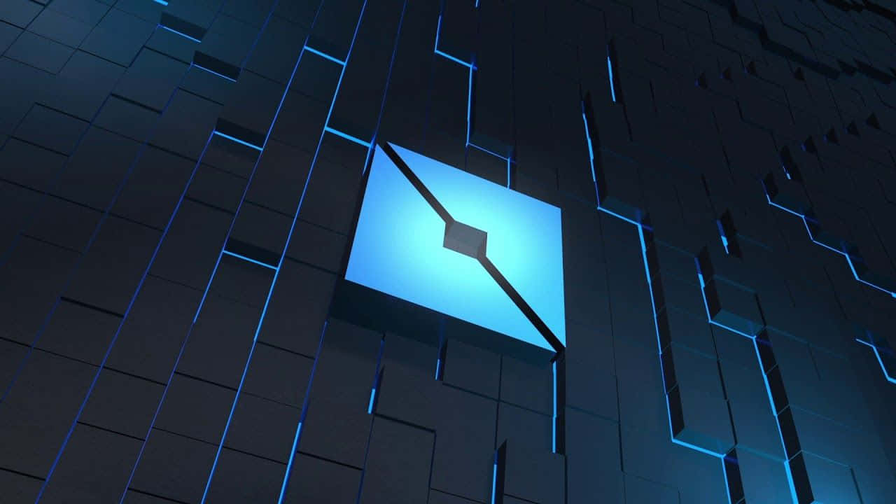 Logo pătrat 3D Roblox albastru Fundal