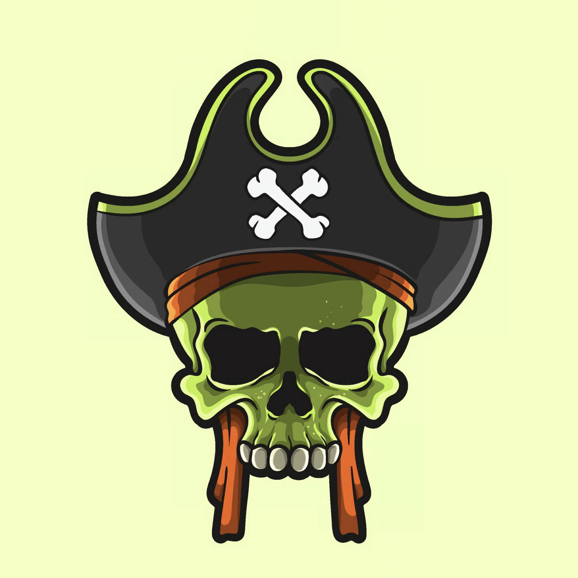 Wallpaper Logo Pirat Craniu Verde
