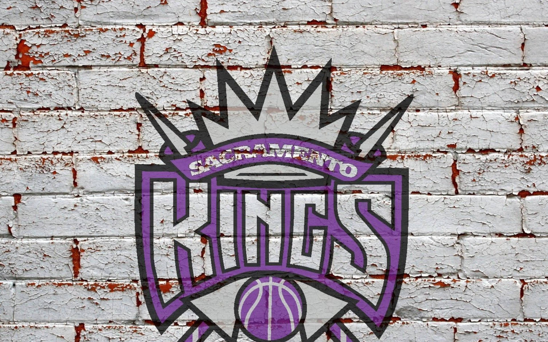 Logo Sacramento Kings în perete de cărămidă Fundal