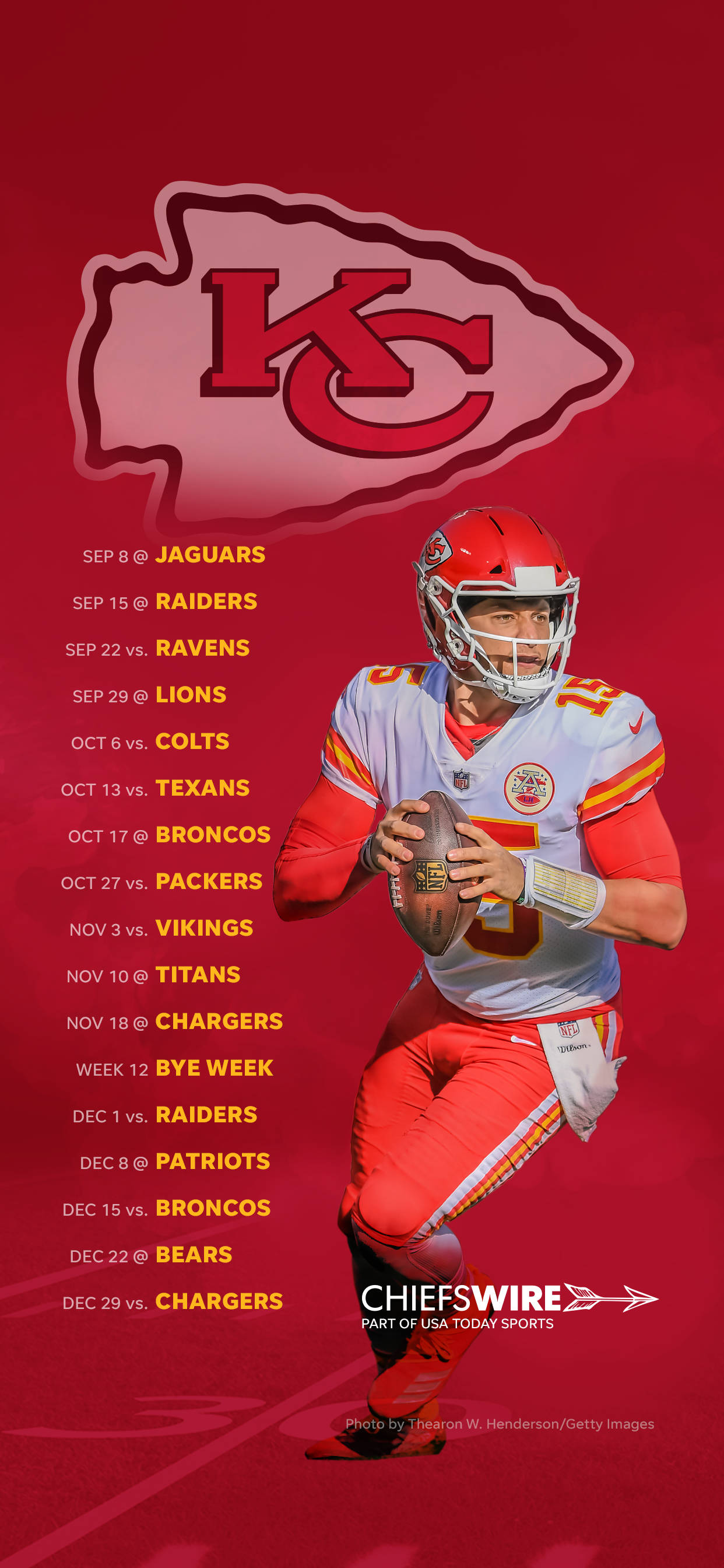 Logo-ul elegant și cool al Echipei de Fotbal Kansas City Chiefs. Fundal