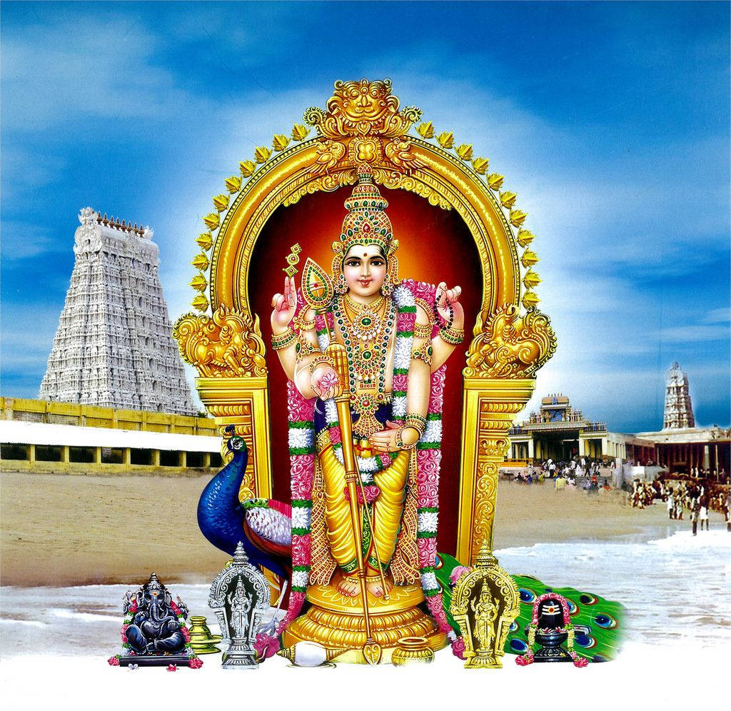 Lord Murugan pe fundal oceanic Fundal
