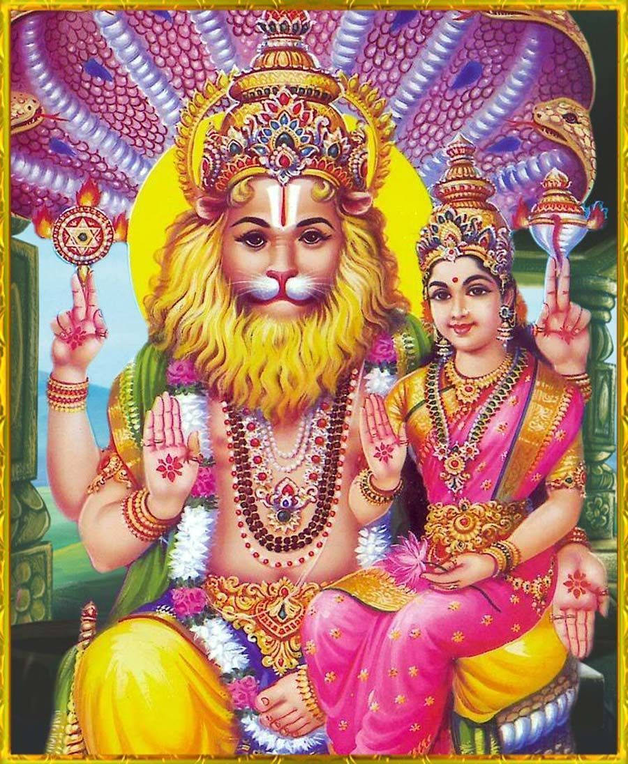 Lord Narasimha și Lakshmi Fundal