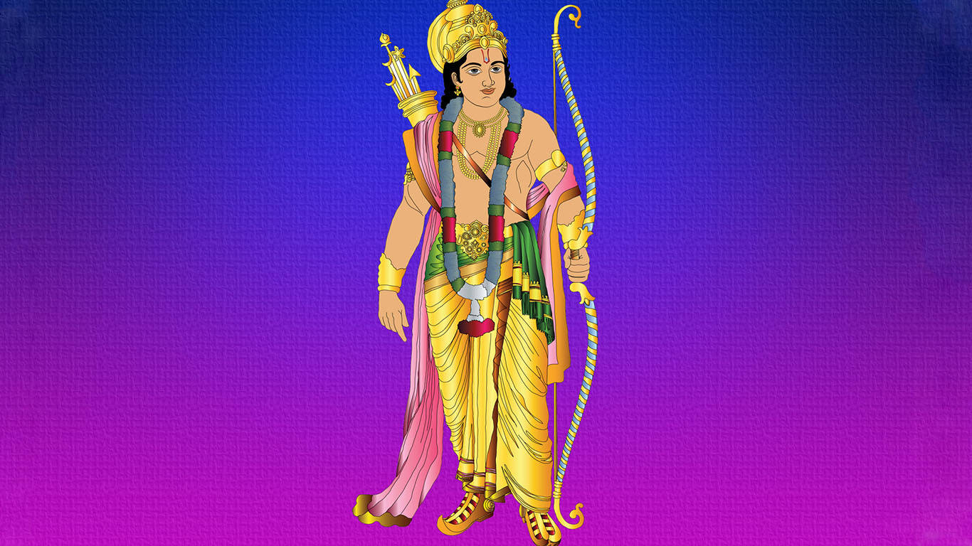 Lord Rama pe fundal albastru și mov Fundal