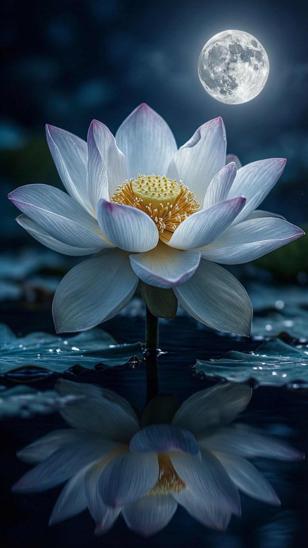 Lotus în Lumina Lunii Fundal