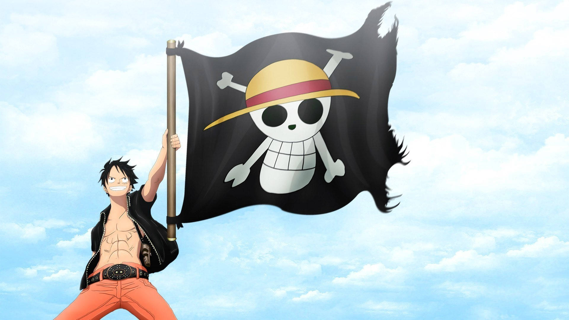 Luffy Chopper Steag Negru Fundal
