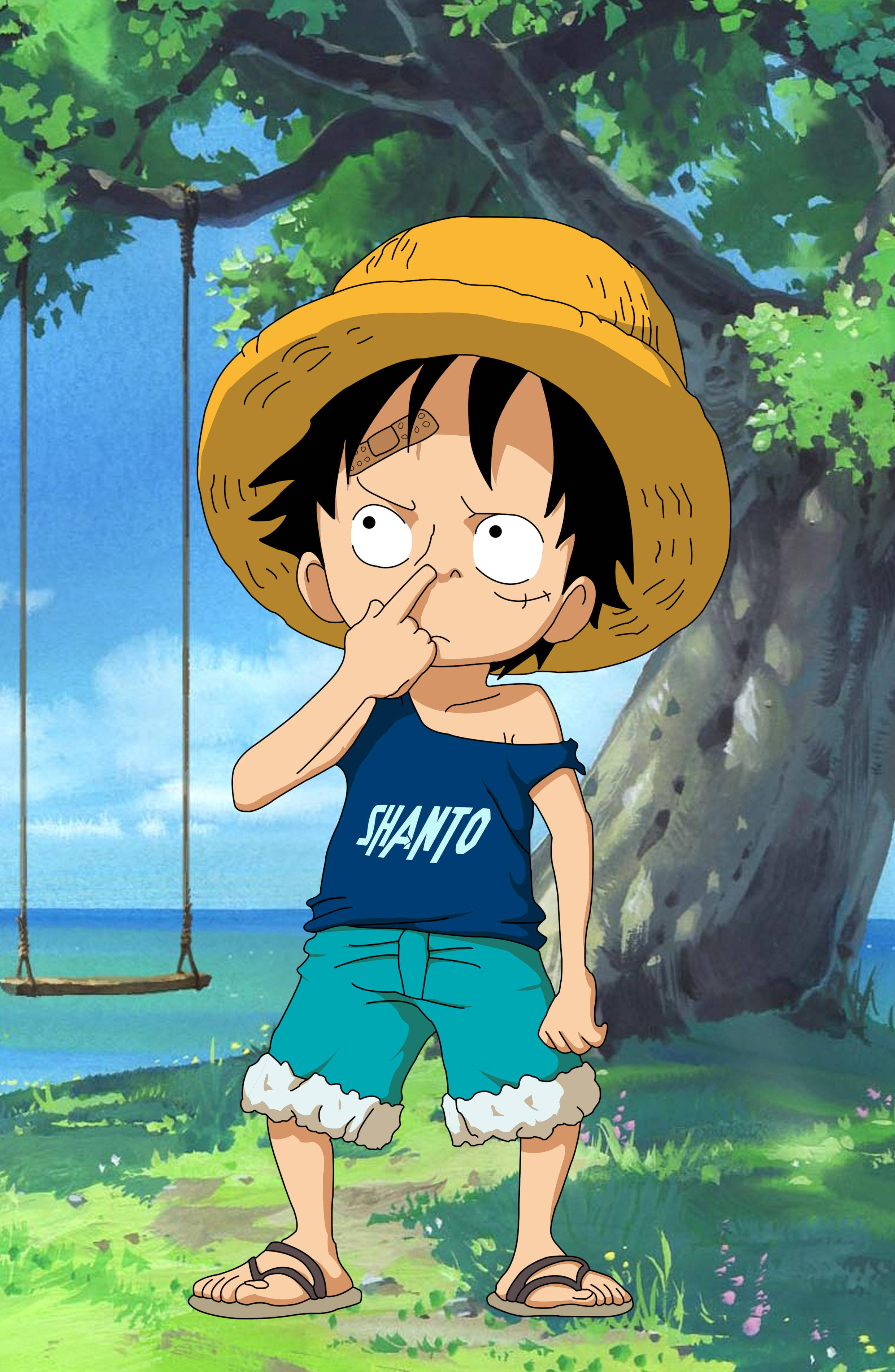 Luffy Copil PFP One Piece Fanart Amuzant Fundal