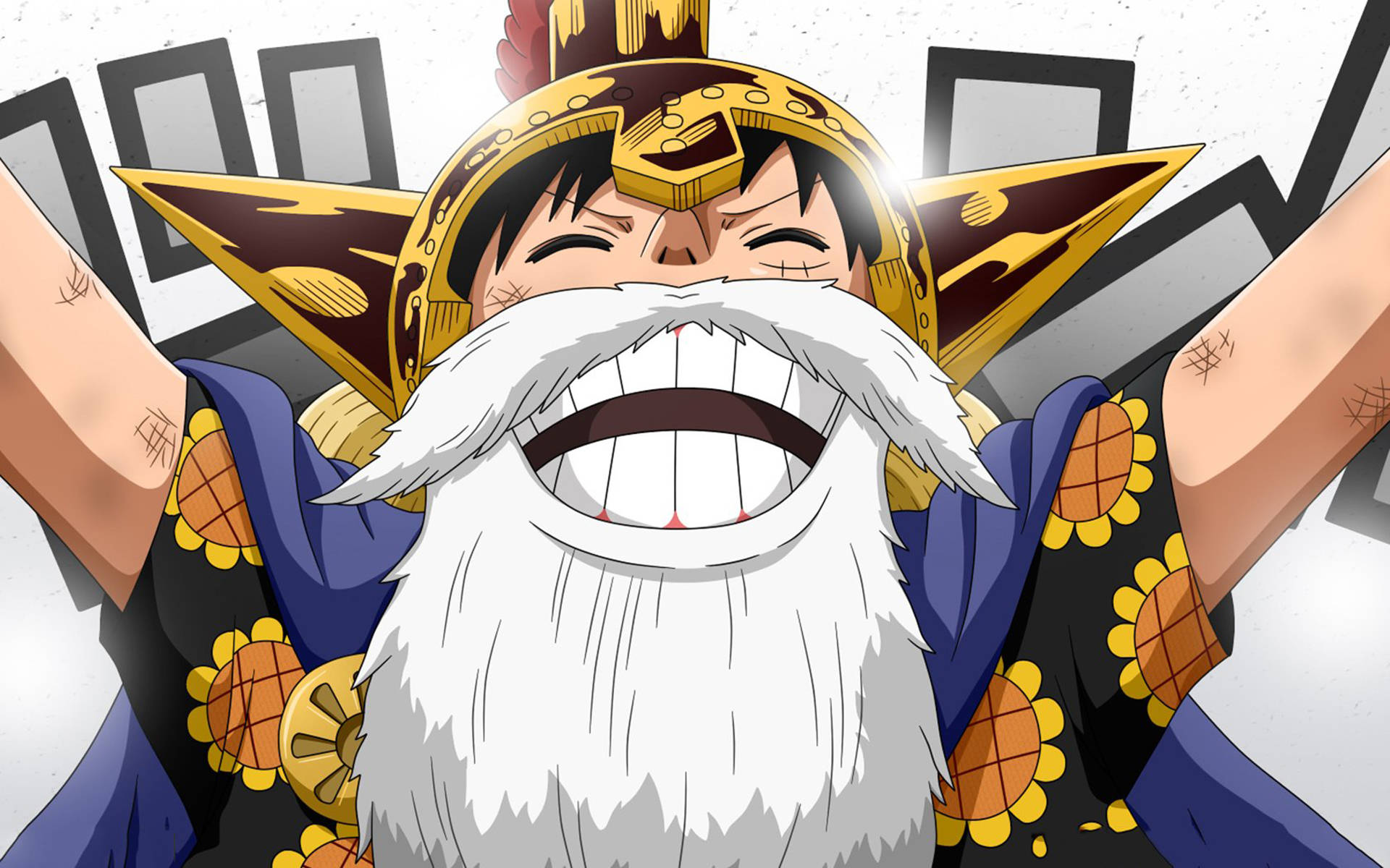 Luffy cu barbă albă Fundal
