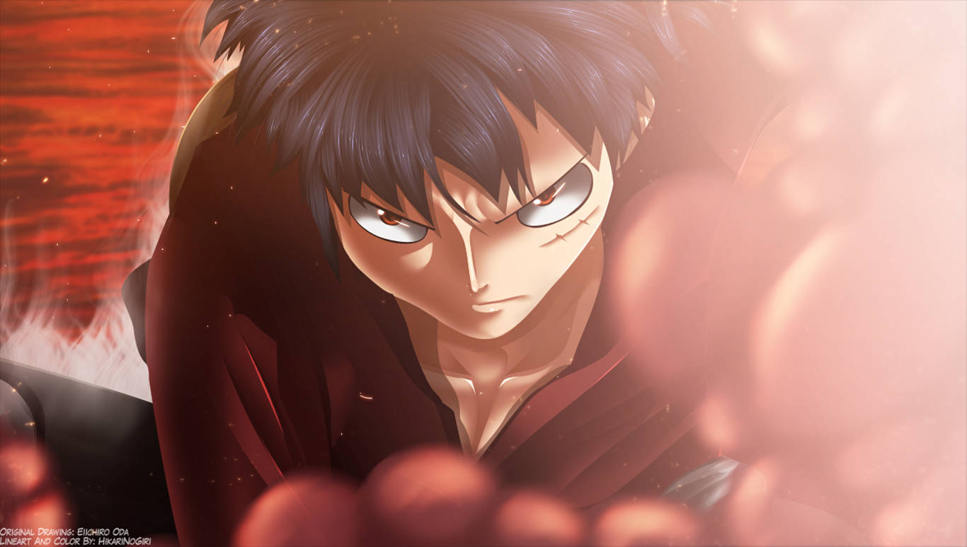 Luffy cu Ochi Roșii Serioși Fundal