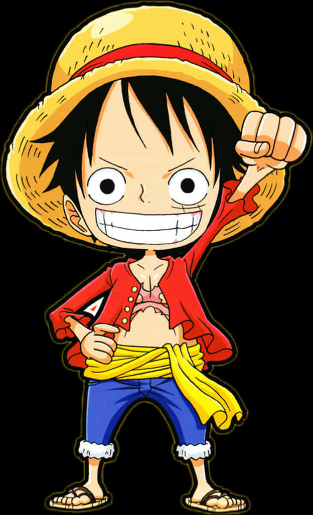 Luffy cu pălărie de paie în poziție Fundal