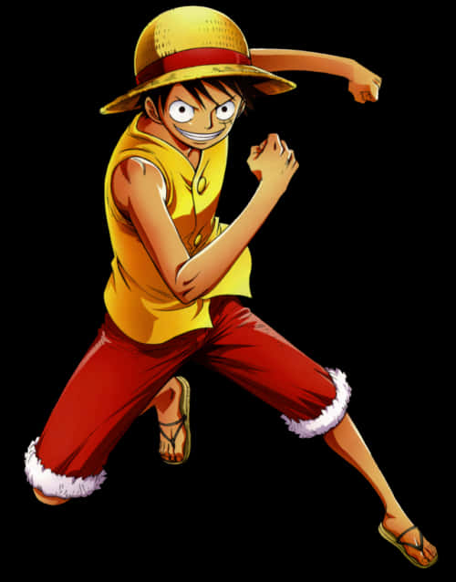 Luffy cu pălărie de paie în poziție de pirat Fundal