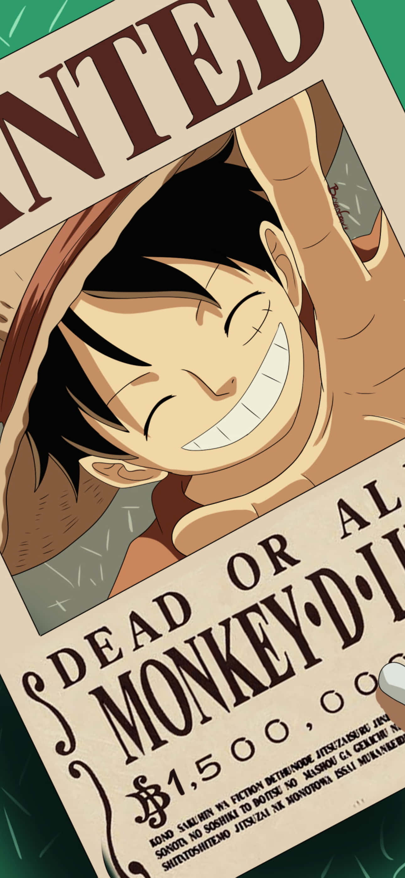 Luffy din One Piece Poster Recompensă pentru iPhone Fundal