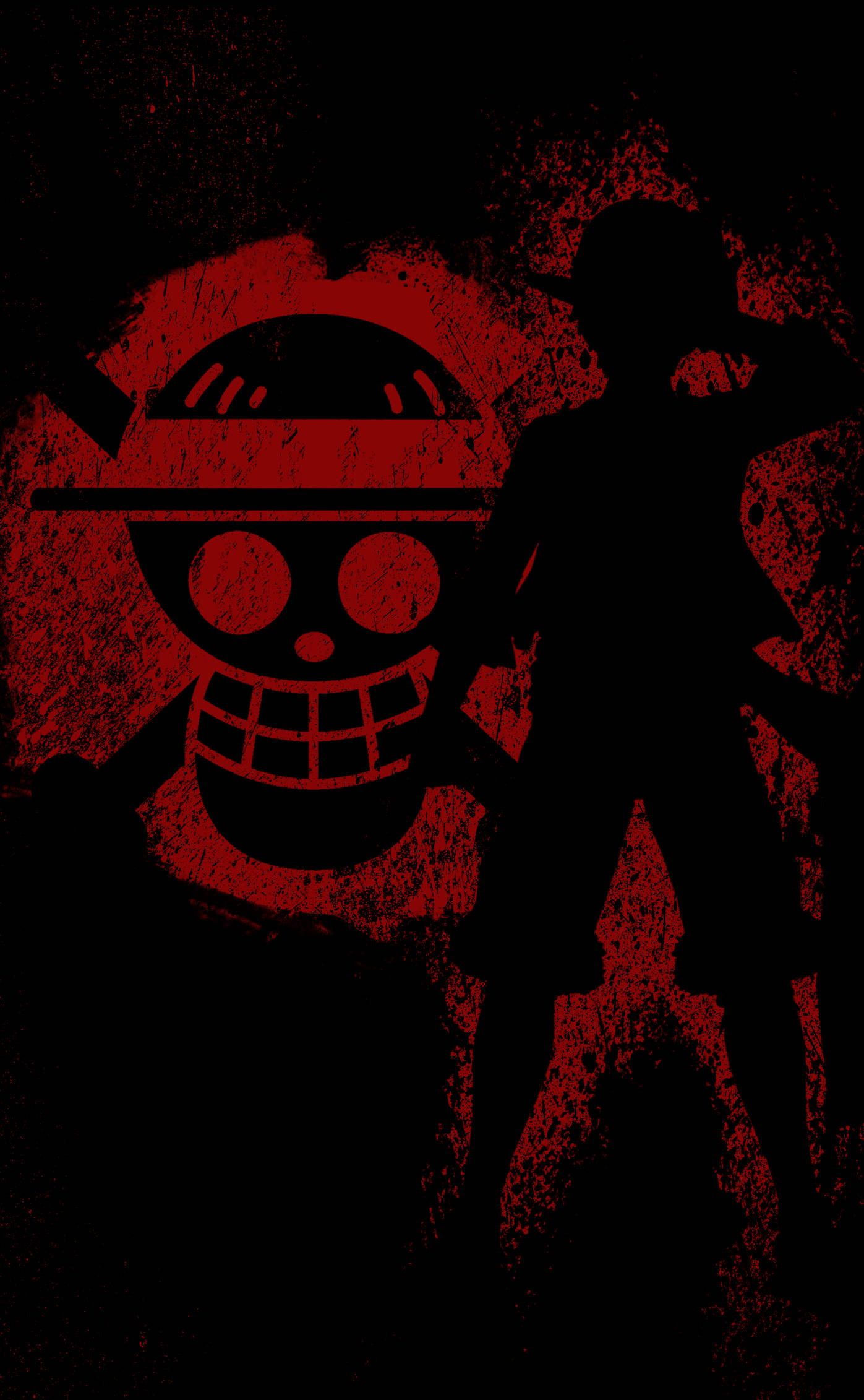 Luffy Fundal Negru Cu Vopsea Roșie Spray Fundal