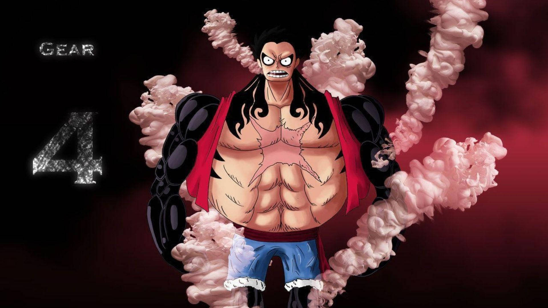Luffy Gear 4 Abur Roz Fundal