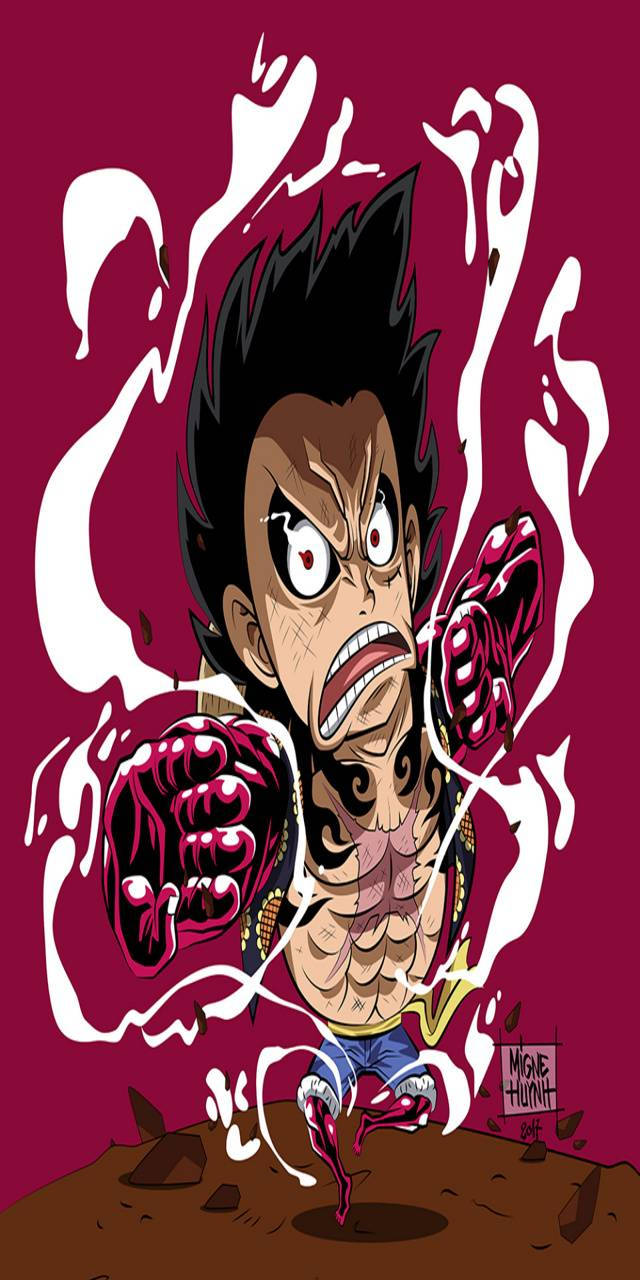 Luffy Gear 4 Artă Distorsionată Fundal