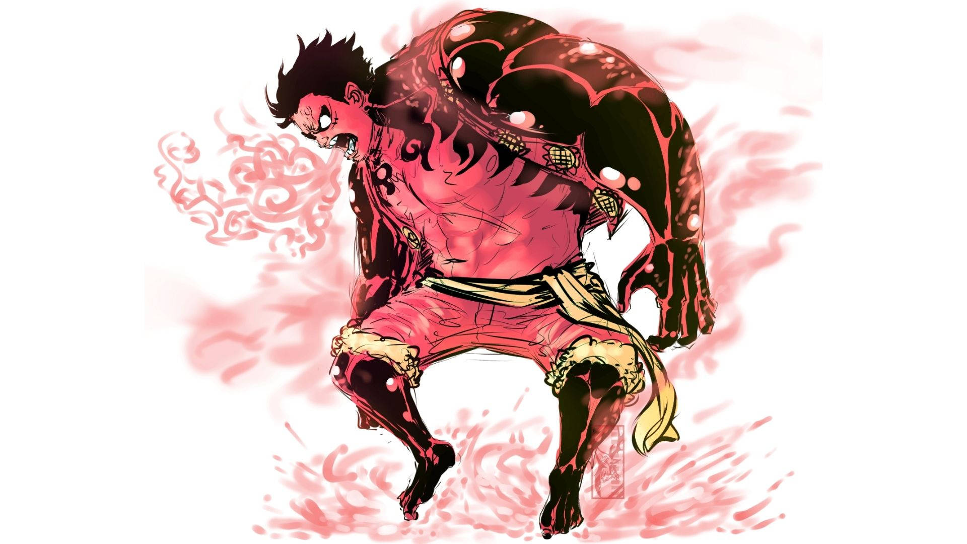 Luffy Gear 4 Corp Roșu Fundal