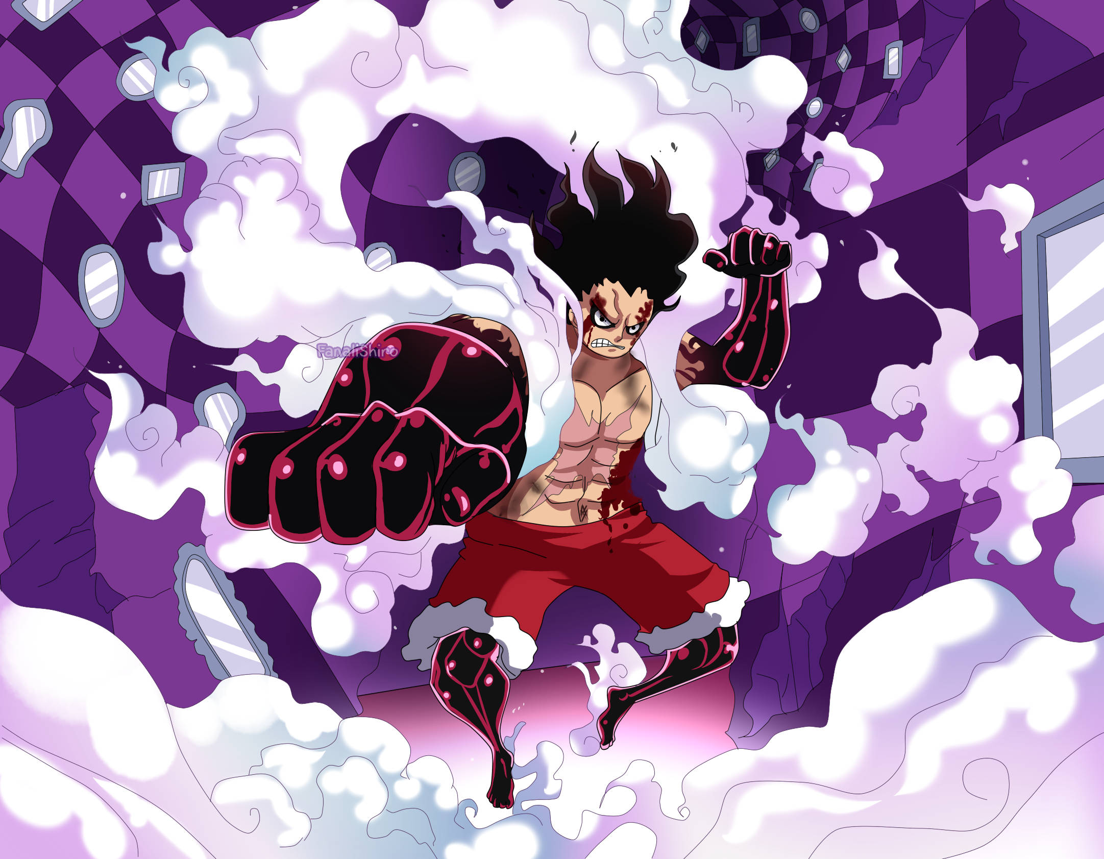 Luffy Gear 4 Poster Violet Fundal