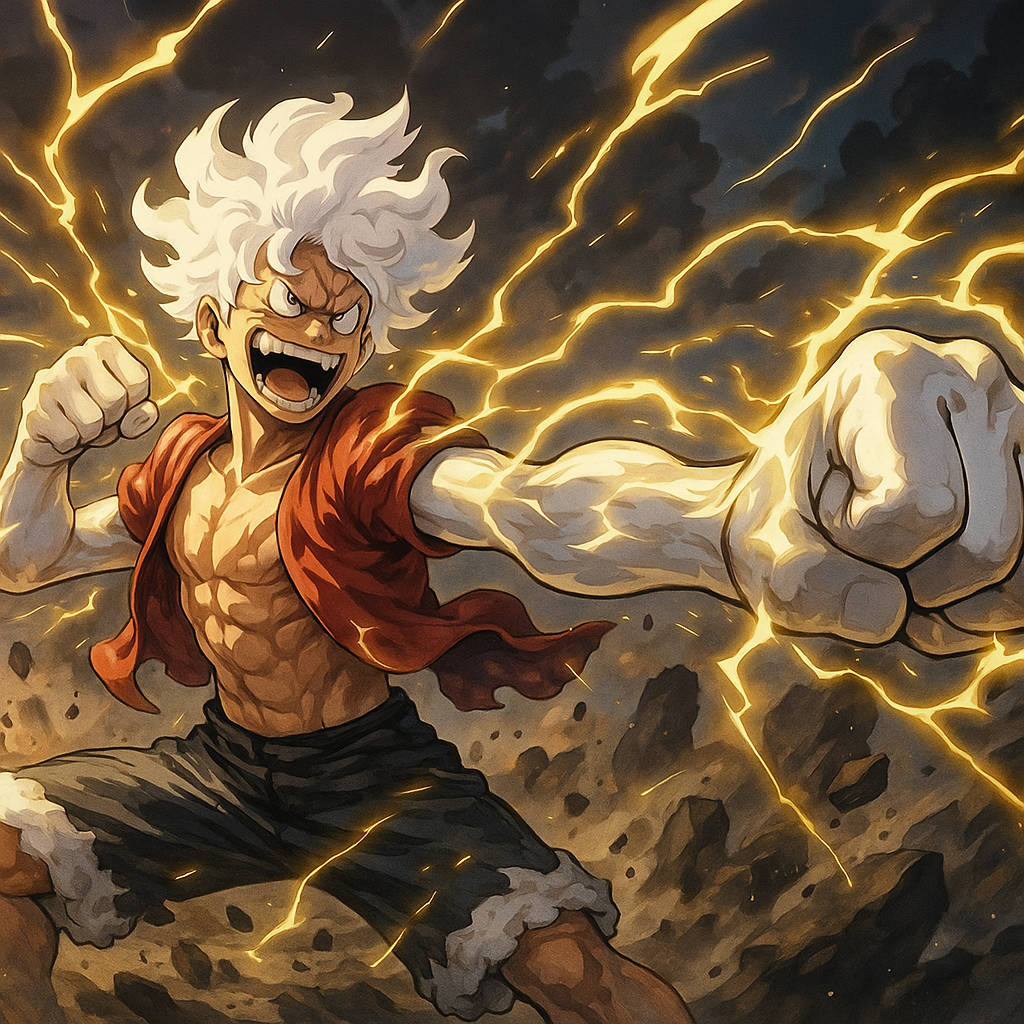Luffy în forma Gear 5 Fundal