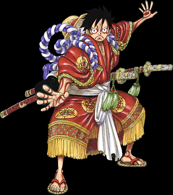 Luffy în ținută tradițională japoneză Fundal