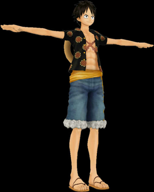 Luffy întindând brațele din One Piece Fundal