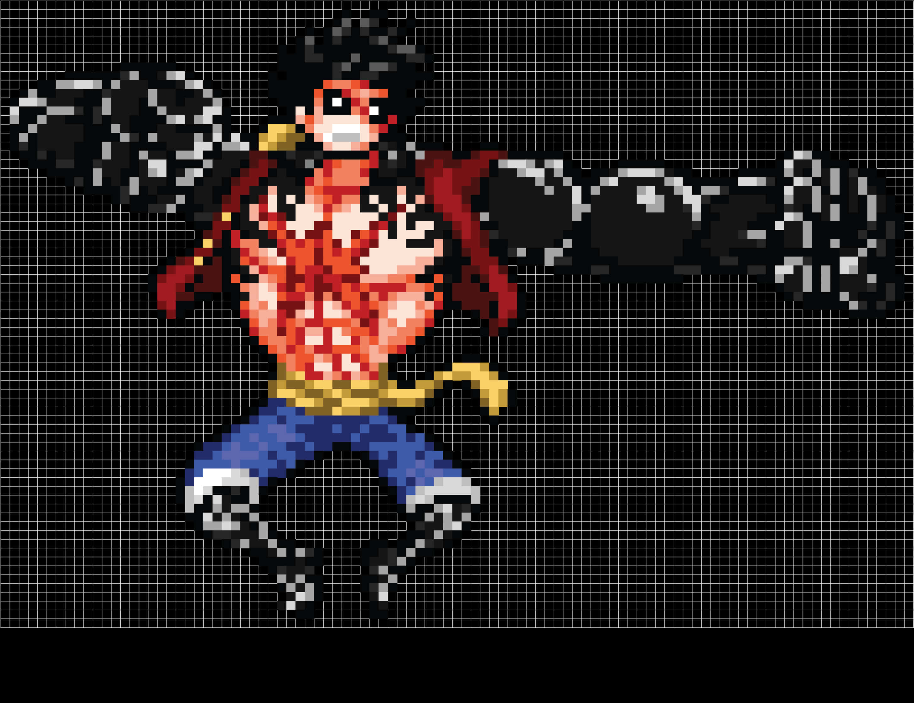 Luffy One Piece în stil Pixel Art Fundal