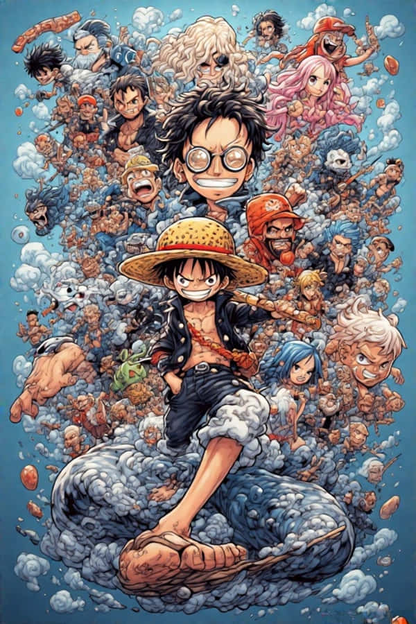Luffy pe Going Merry la apus anime Fundal
