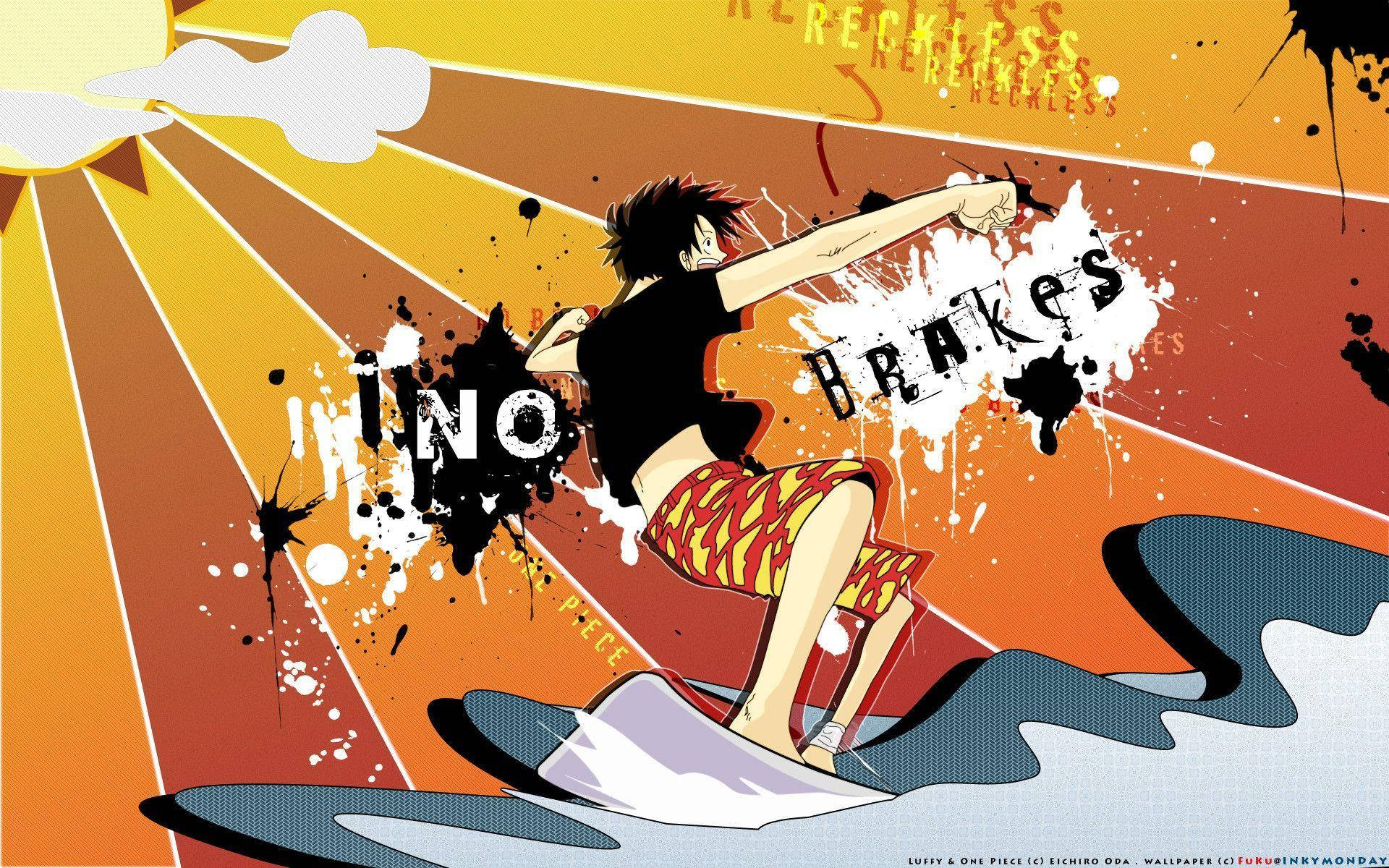 Luffy Piratul Surfing Fanart Fundal