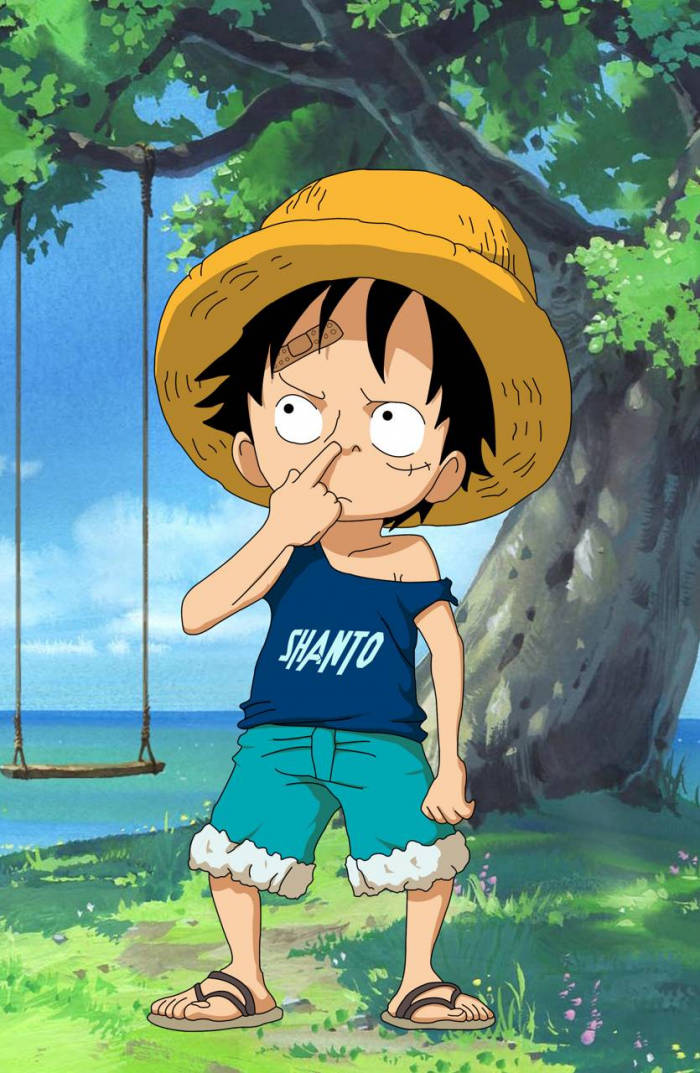 Luffy Poză Amuzantă La Plajă Fundal