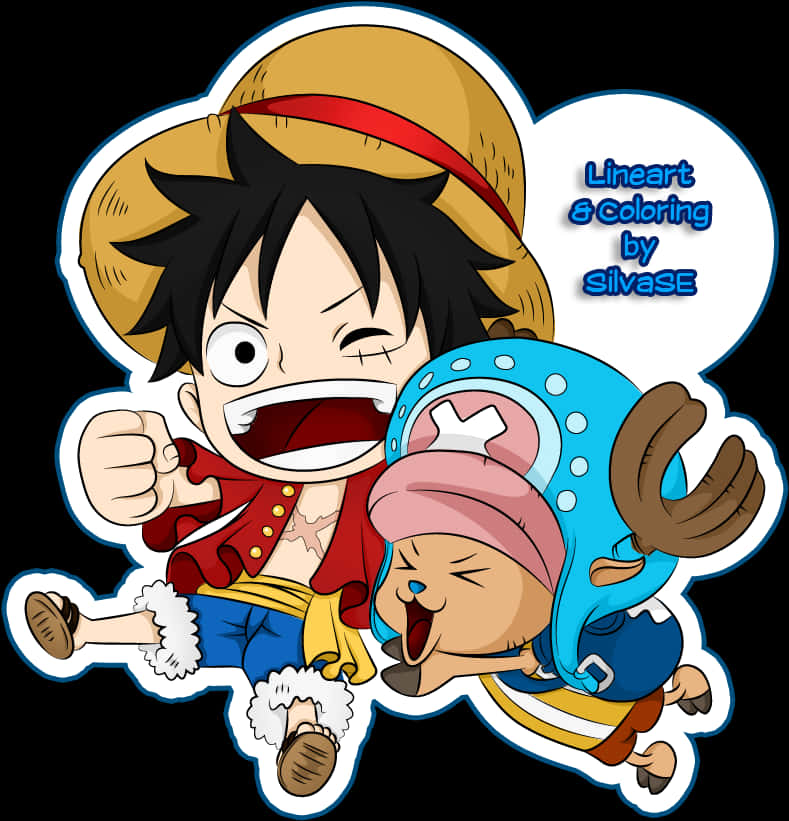 Luffy și Chopper - Autocolant Animat Fundal