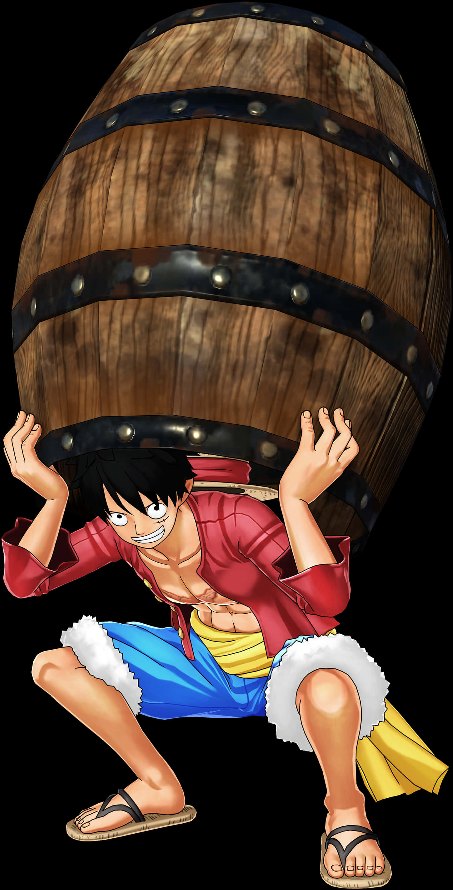 Luffy ținând un butoi uriaș Fundal