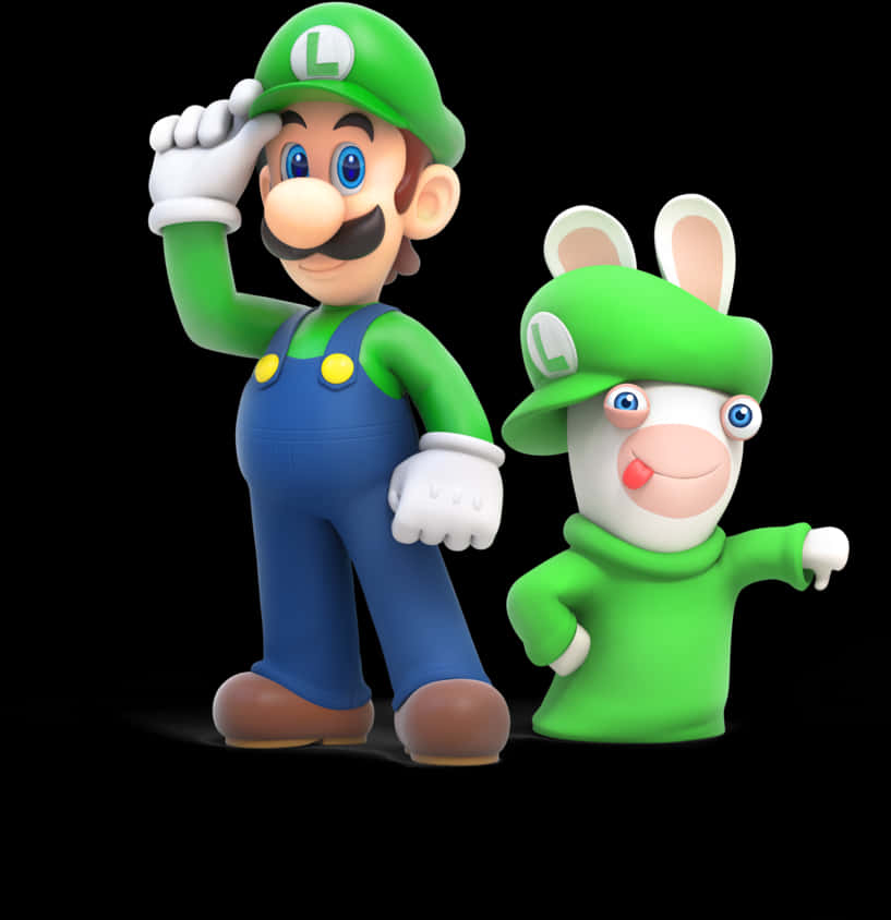 Luigi și prietenul său Rabbid Fundal