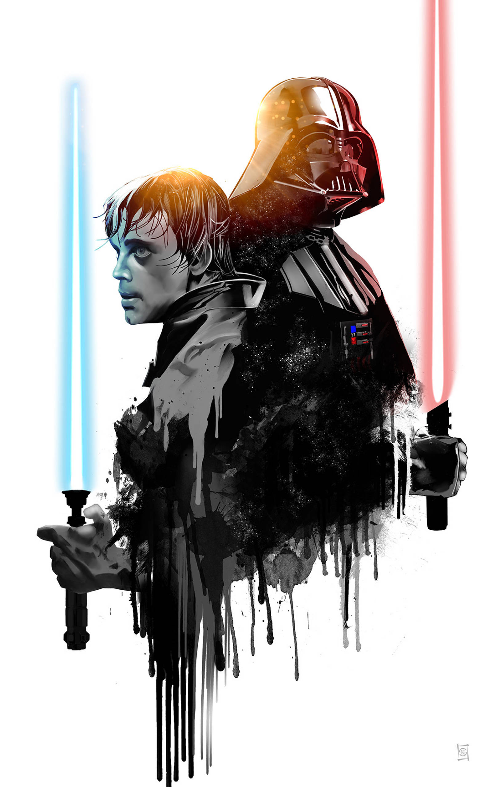 Luke Skywalker și Darth Vader Star Wars Tabletă Fundal