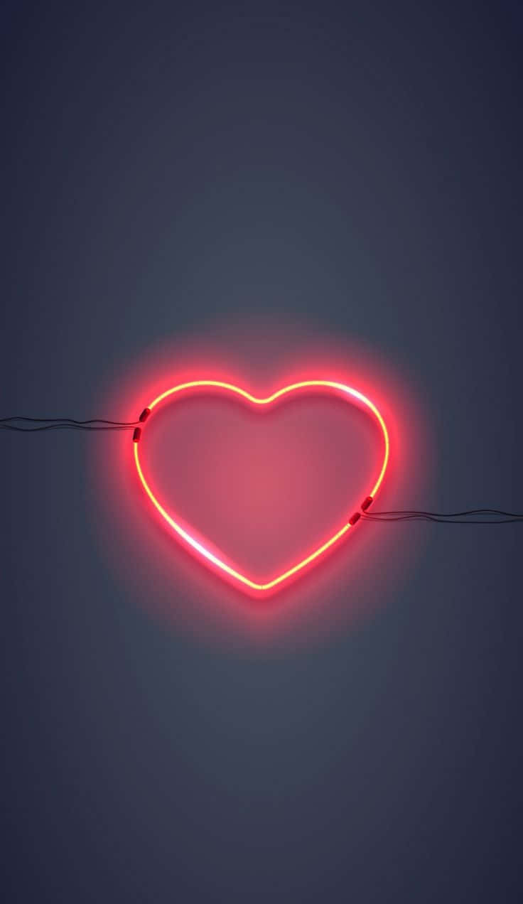 Lumină de pereți cu inimă neon roșu Fundal