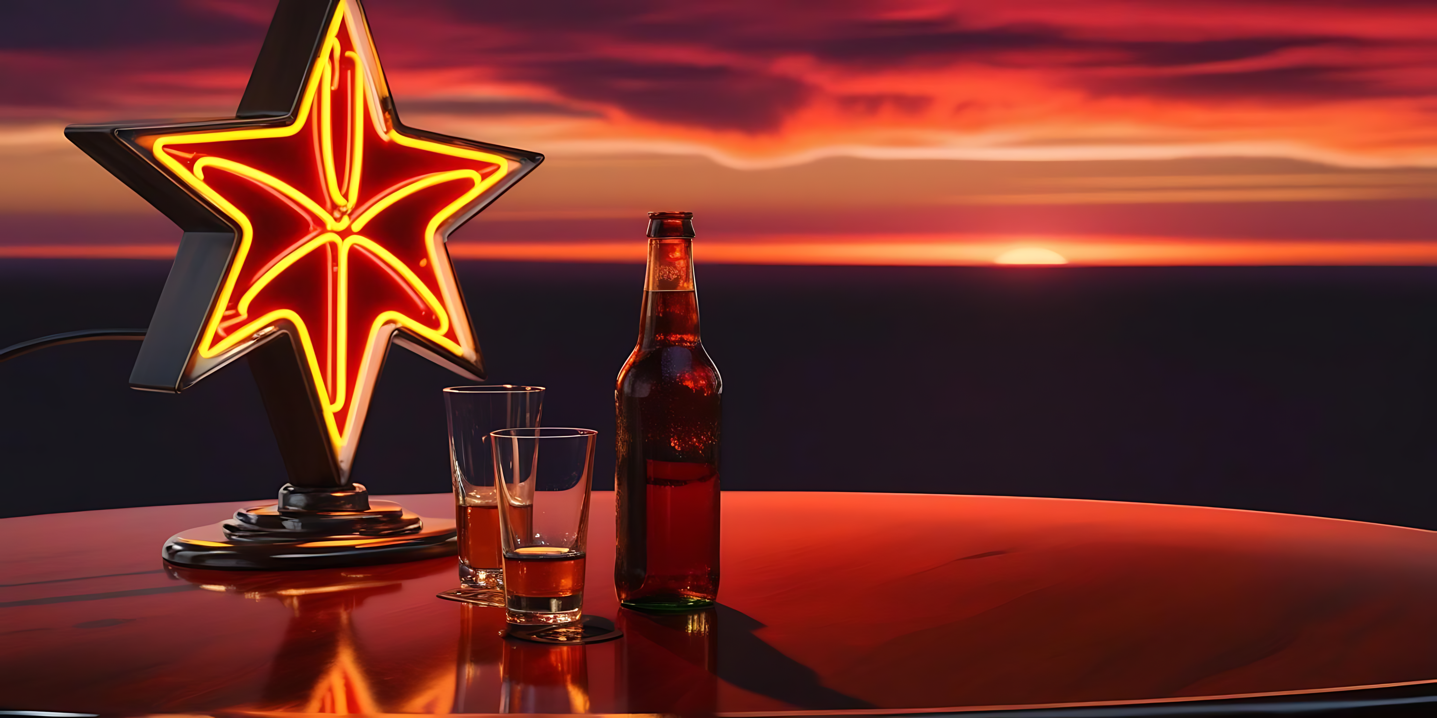 Lumină de sărbătoare în formă de stea lângă ocean Fundal