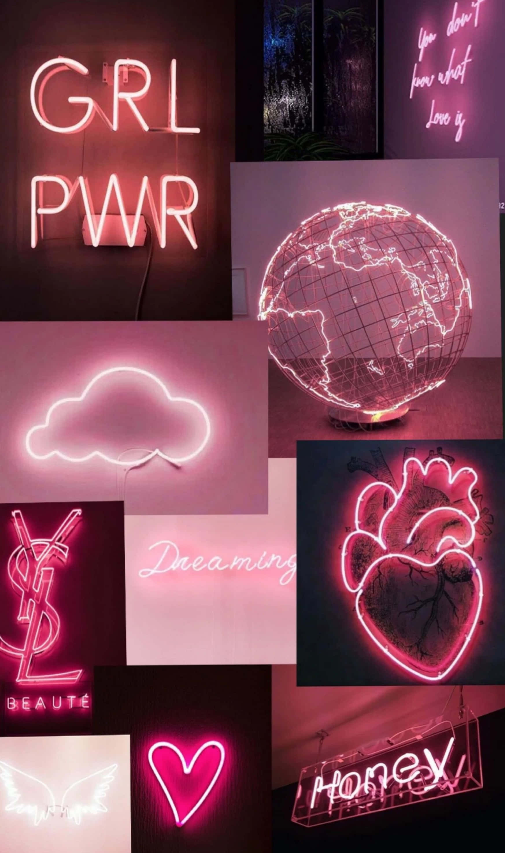 Lumini neon care creează o atmosferă frumoasă și captivantă în roz. Fundal