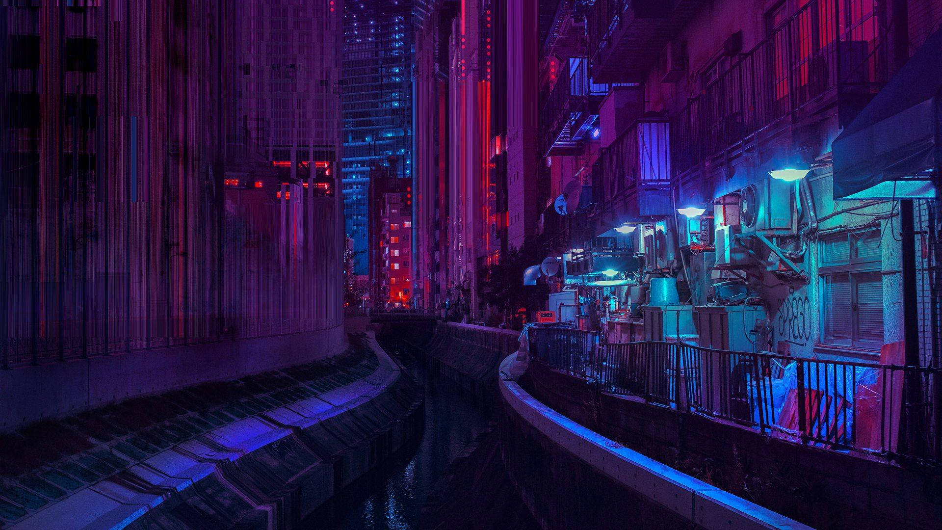 Luminile Orașului Tokyo Estetică Mov Anime Fundal