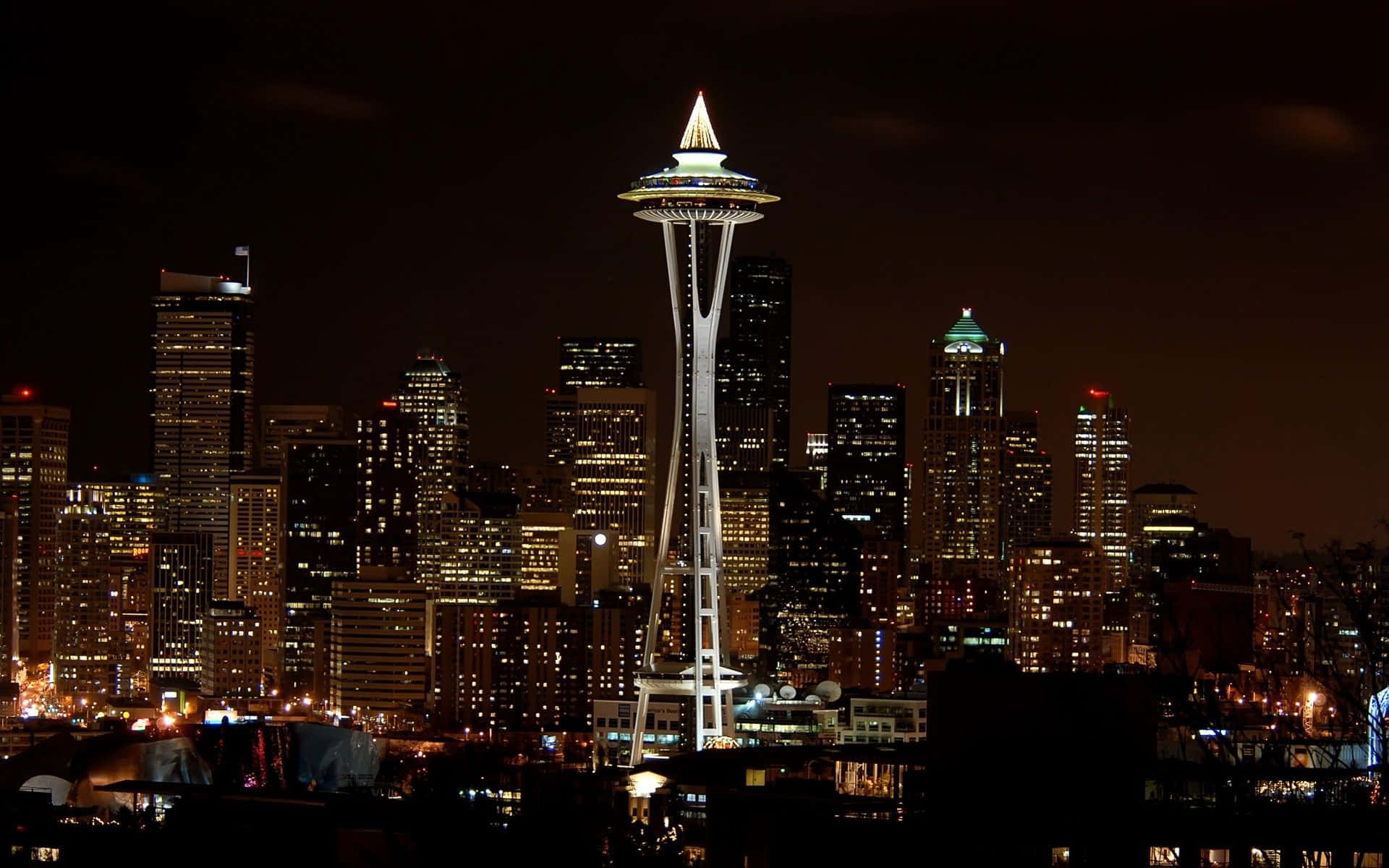 Luminile orașului Seattle noaptea Fundal