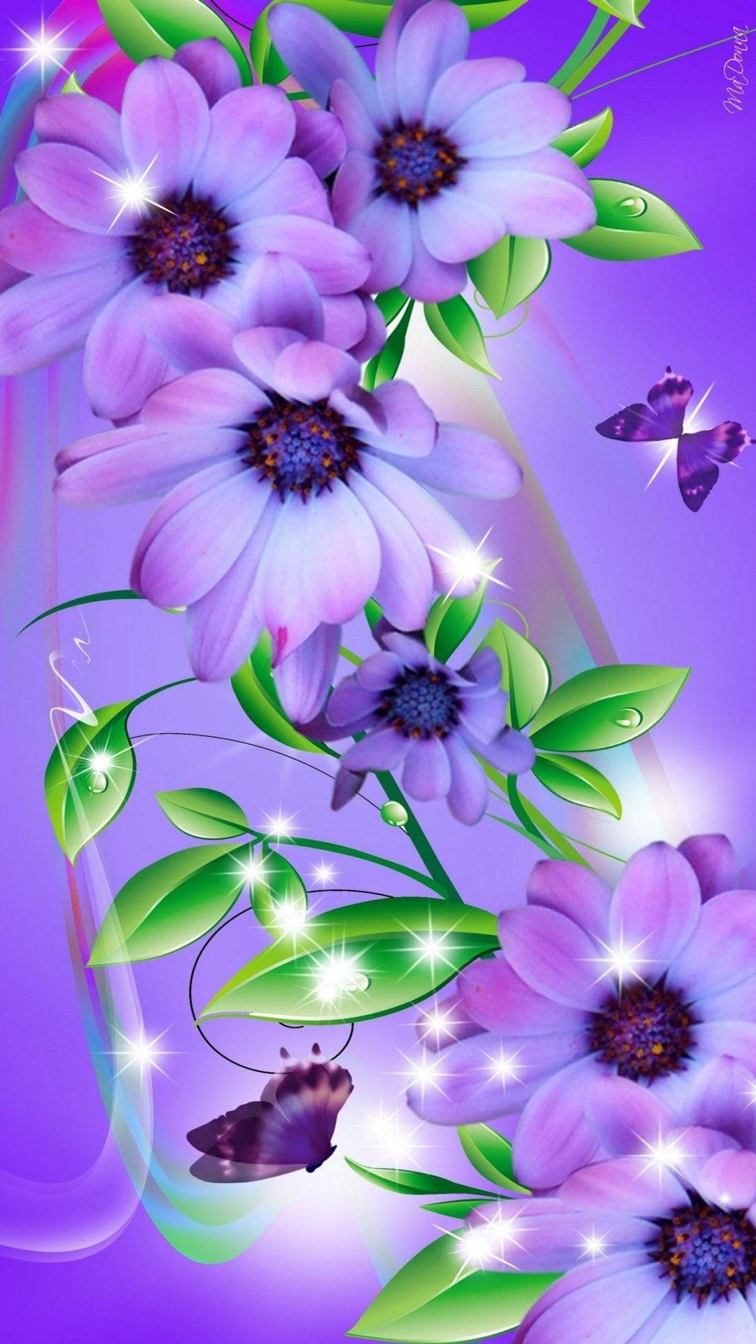 Luminoase Margarete Mov Flori Mobile Fundal