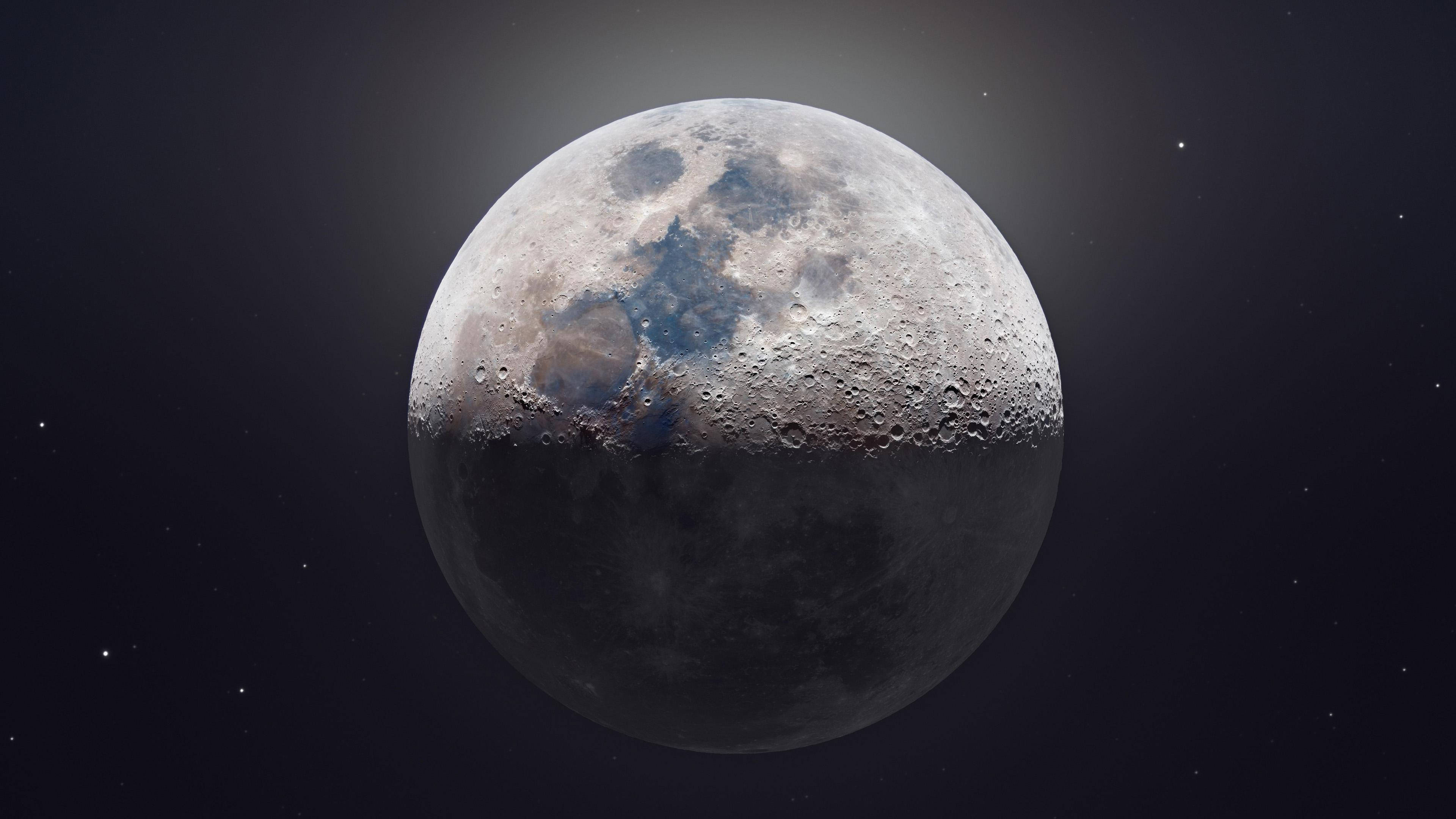 Lună 4K Semilună Orizontală Fundal