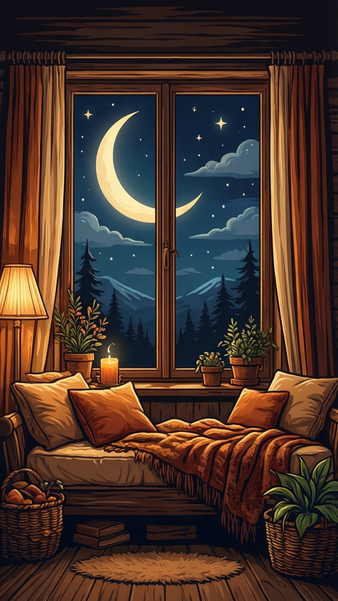 Luna de la fereastră Fundal