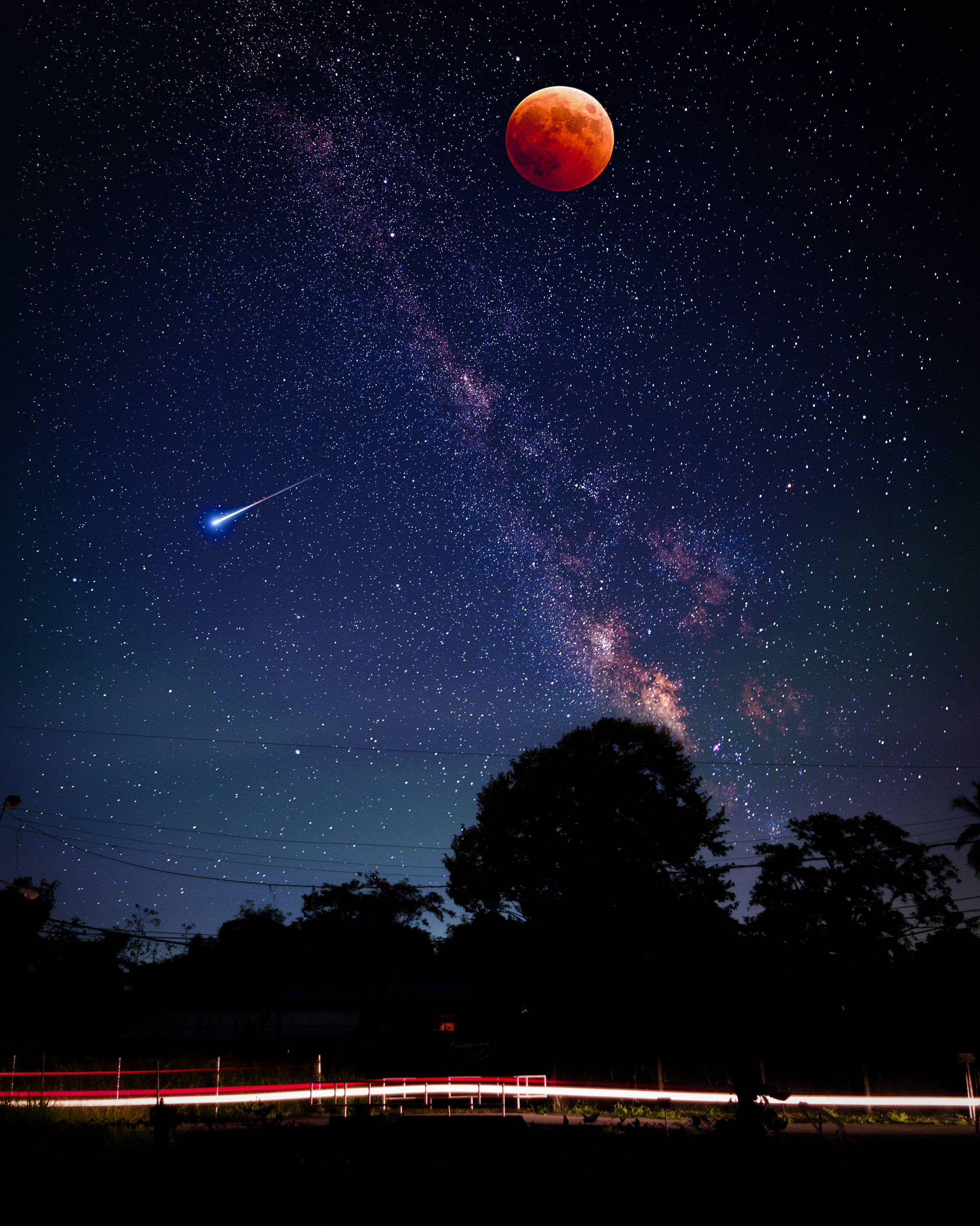 Lună Eclipsă Lunară Galaxie Fundal