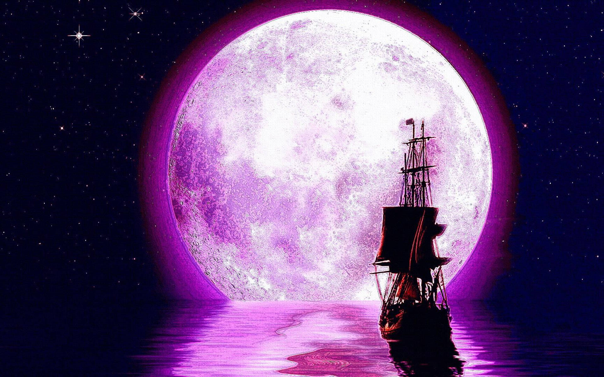 Lună Galactică și Navă Pirat Fundal