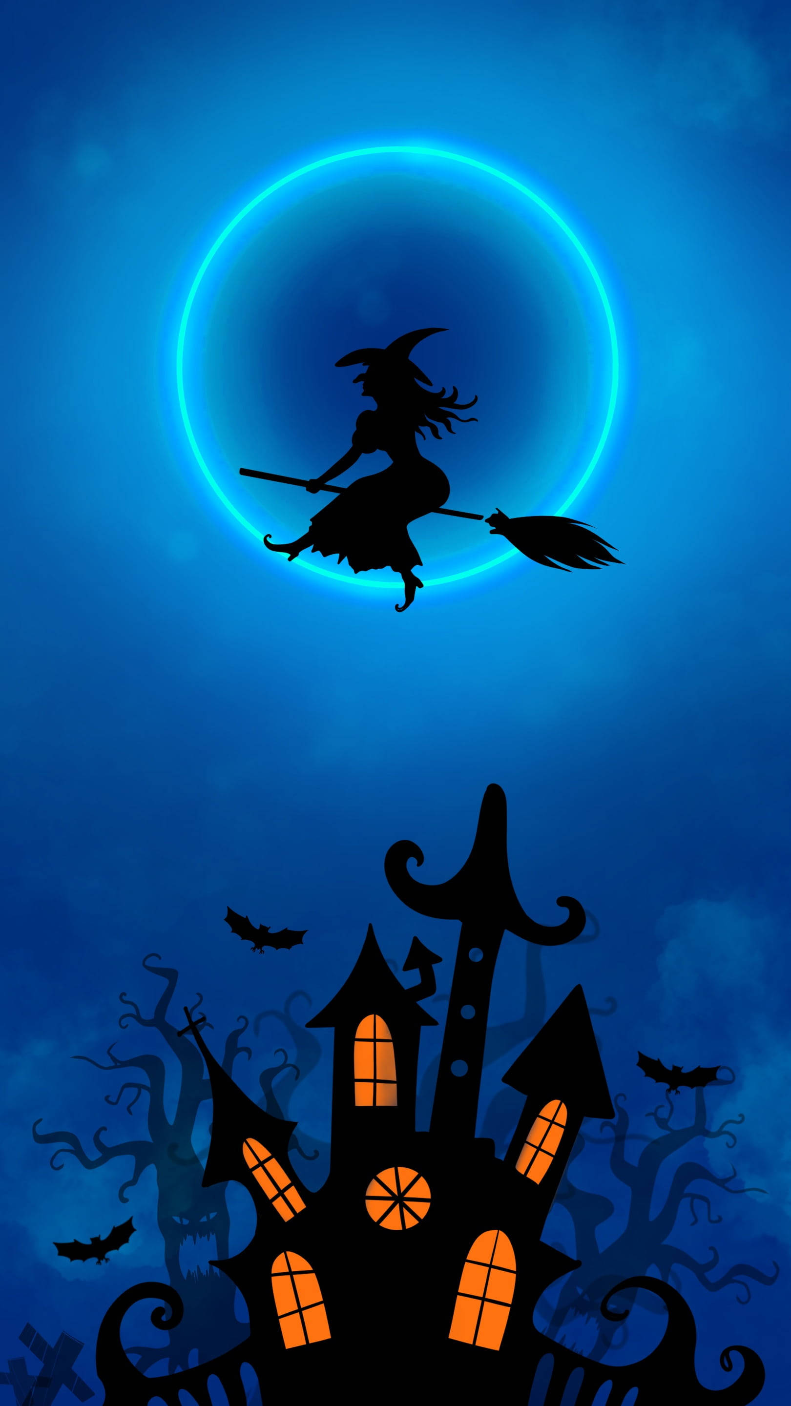 Lună Neon de Halloween Fundal