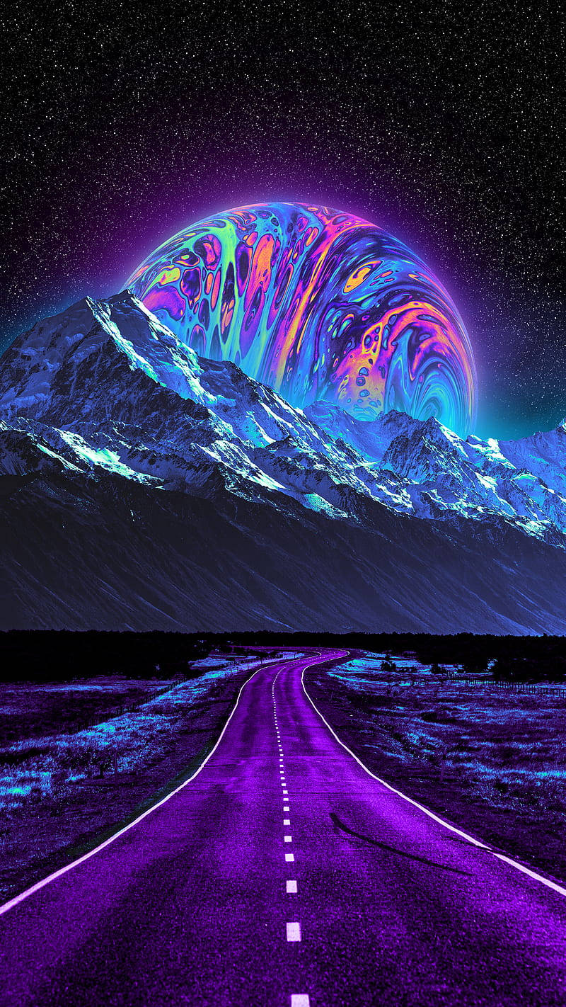 Lună Neon Fosforescentă Fundal
