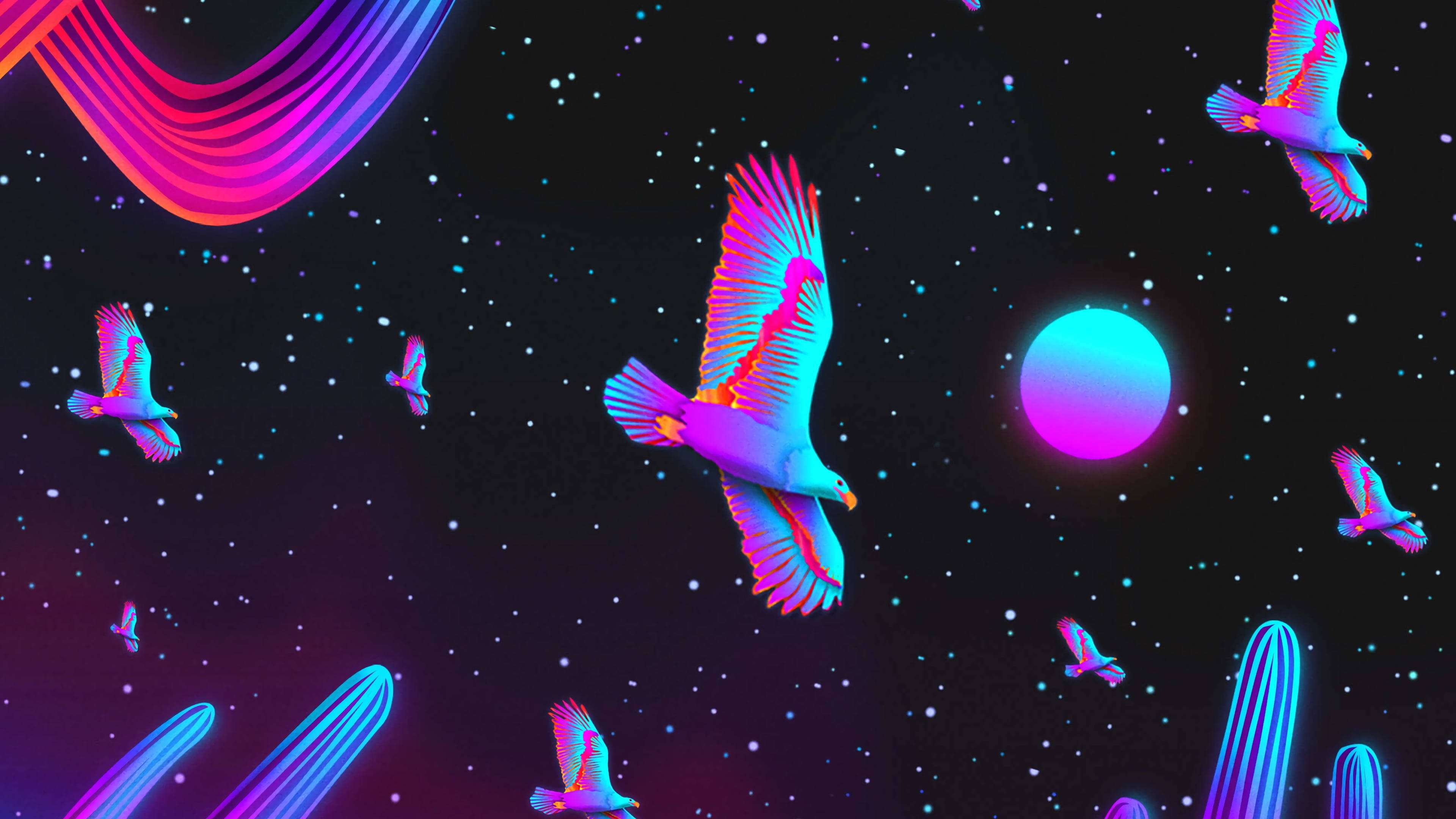 Lună Neon Gradient Fundal