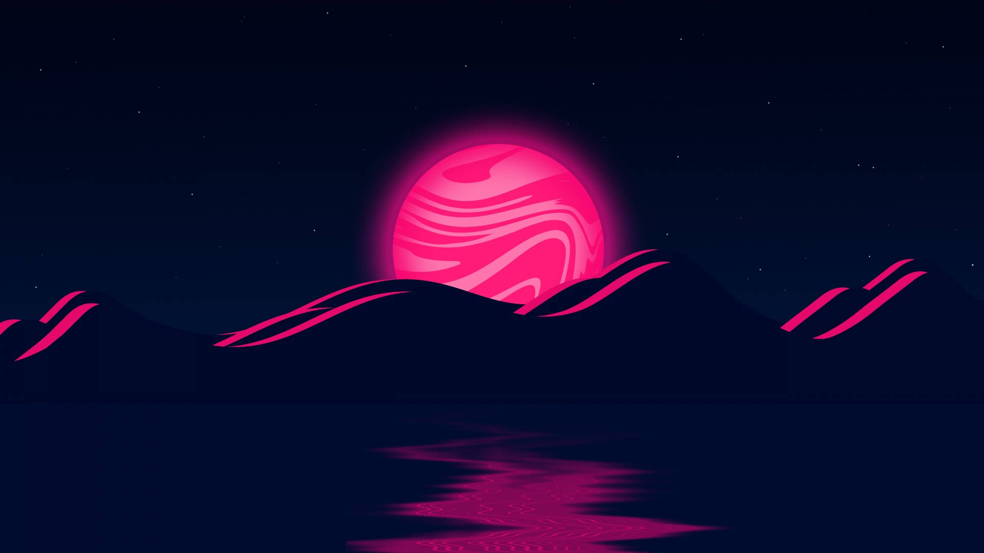 Lună neon roz valuri Fundal