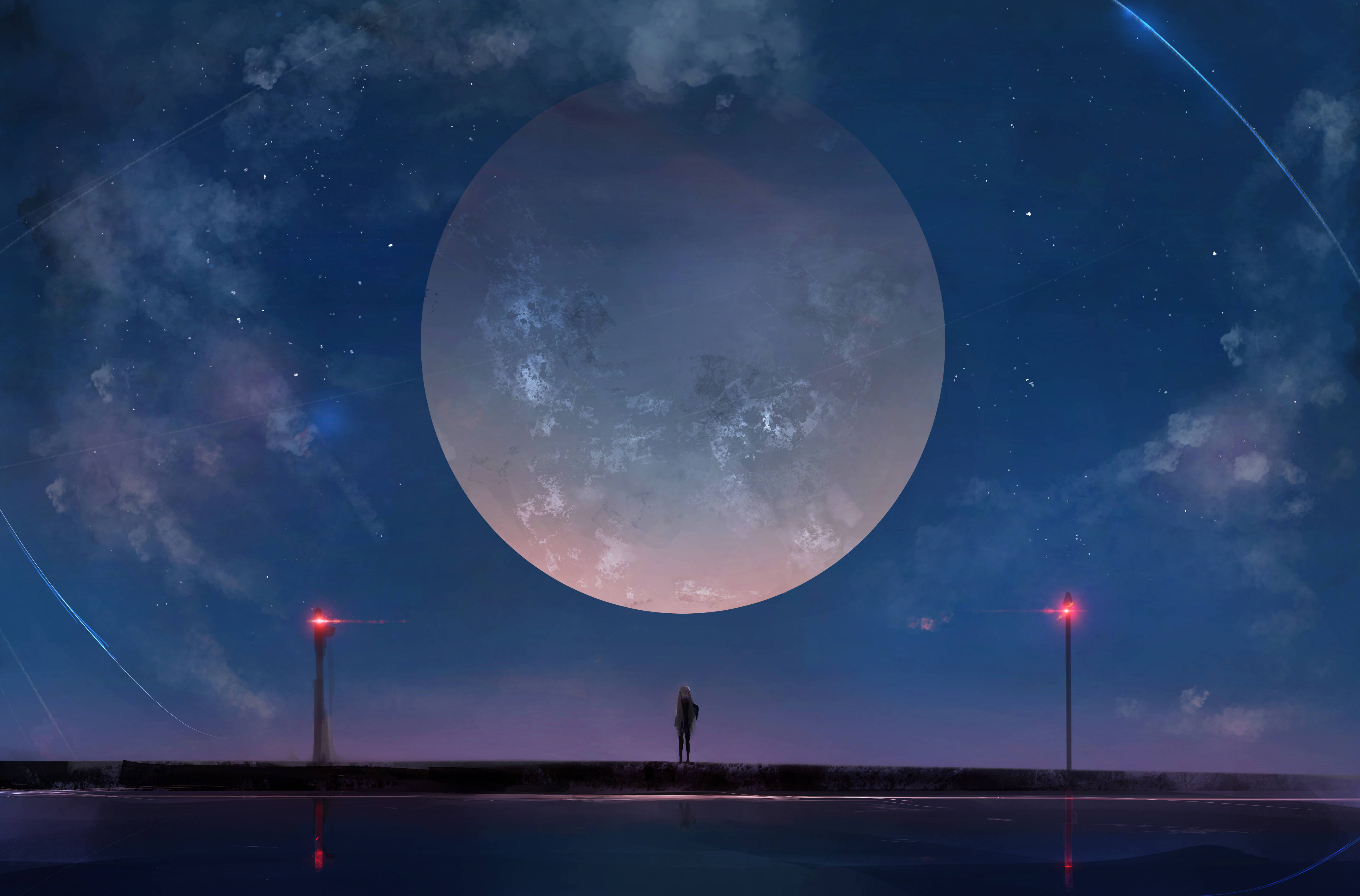Lună Plină Anime 4K Fundal