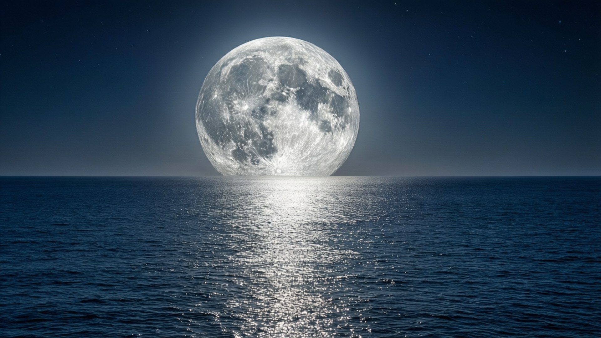 Lună Plină Deasupra Oceanului Fundal
