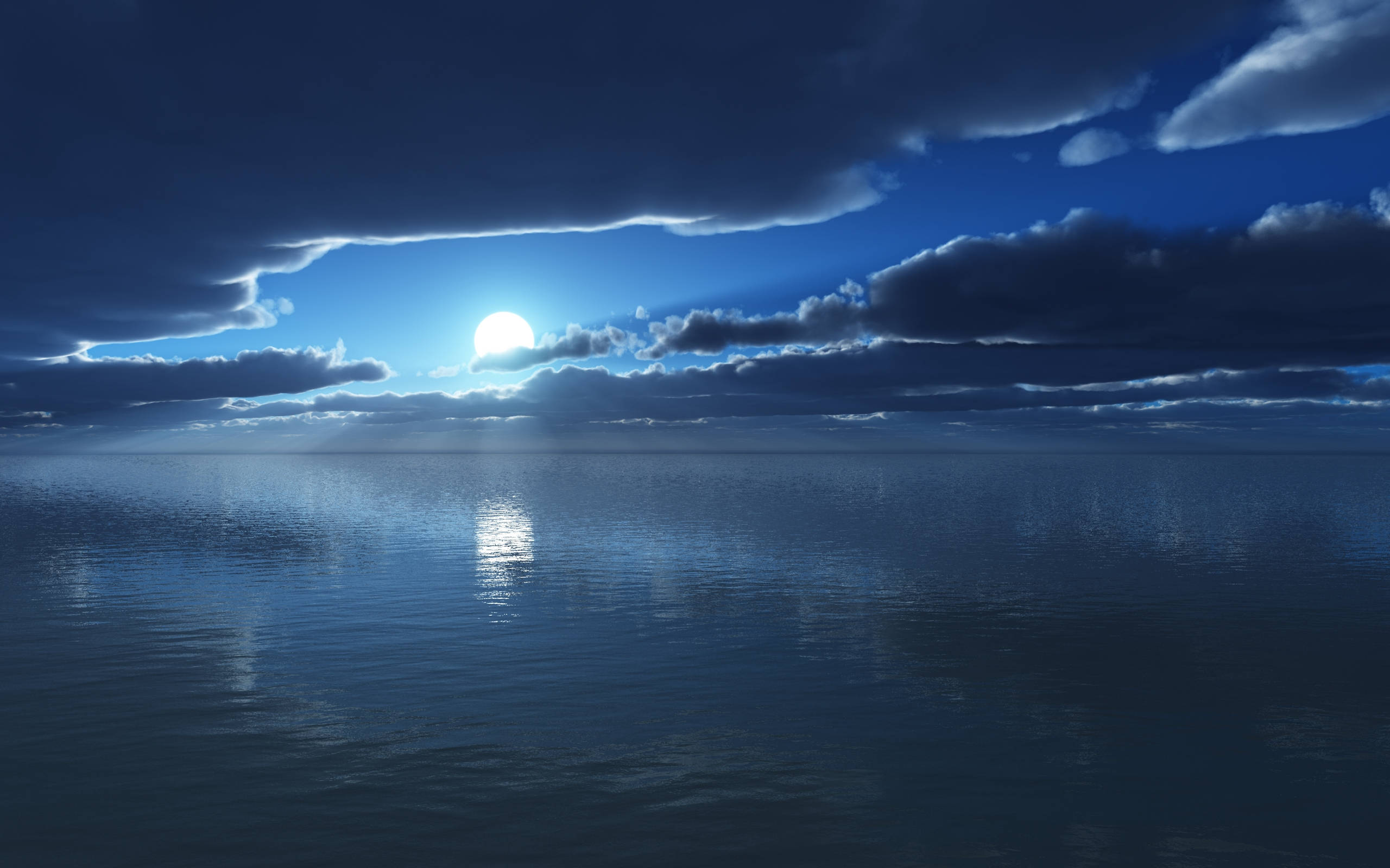 Lună Plină Lângă Ocean Fundal