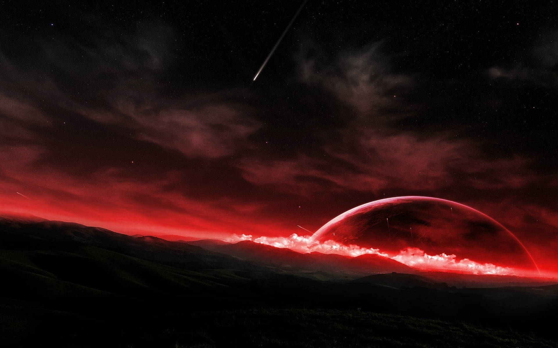 Lună roșie galactică căzută Fundal