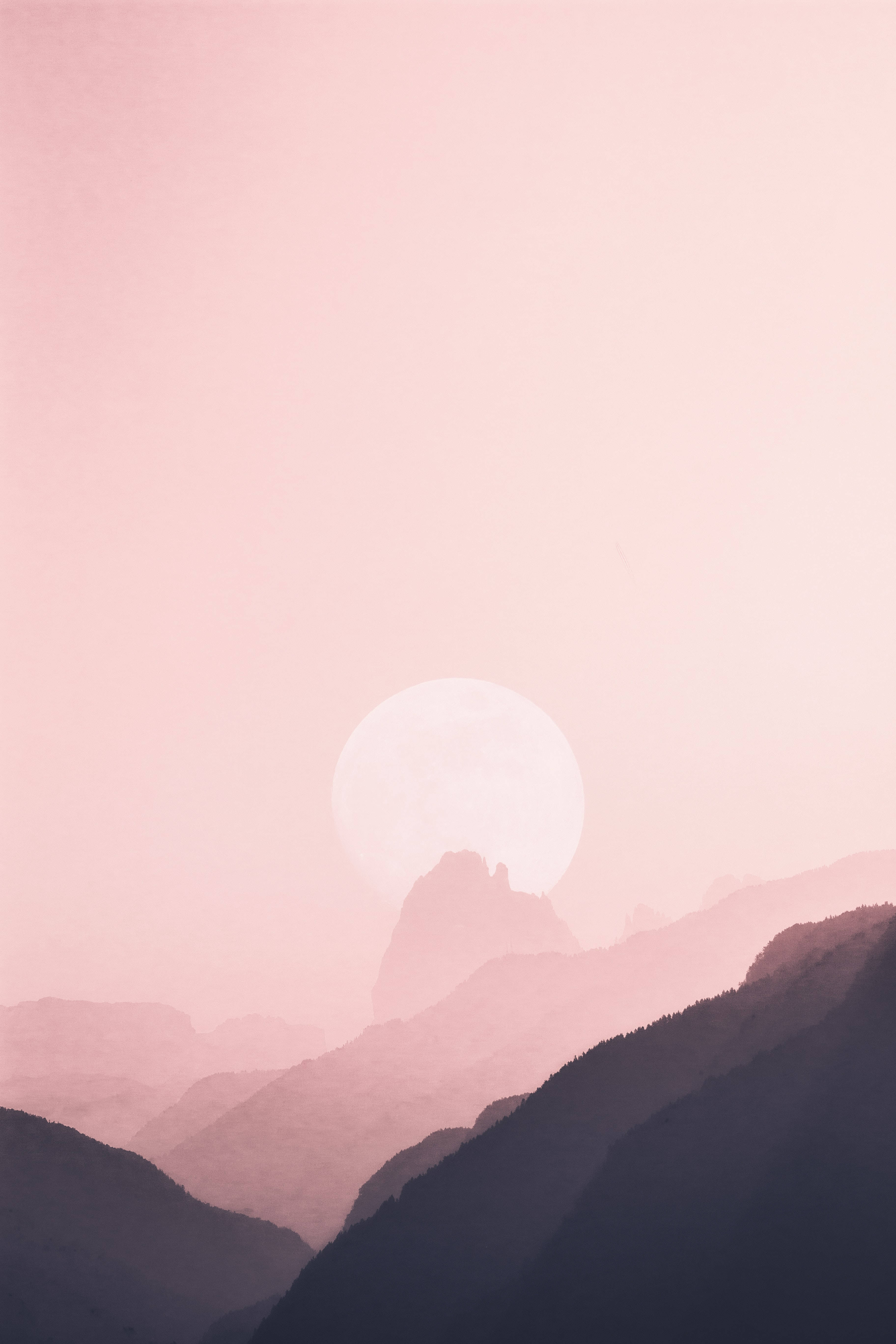 Lună roz pastel pentru iPhone Fundal